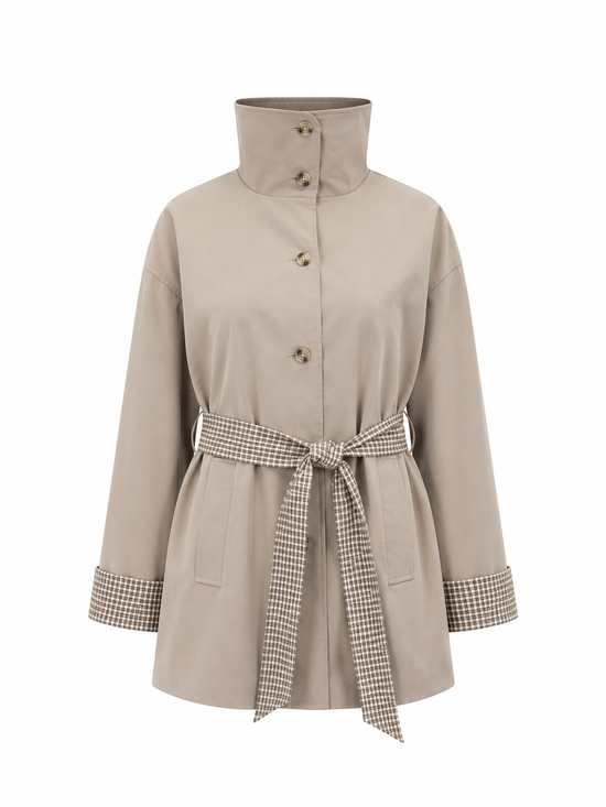 TRENCH CARREAUX BEIGE