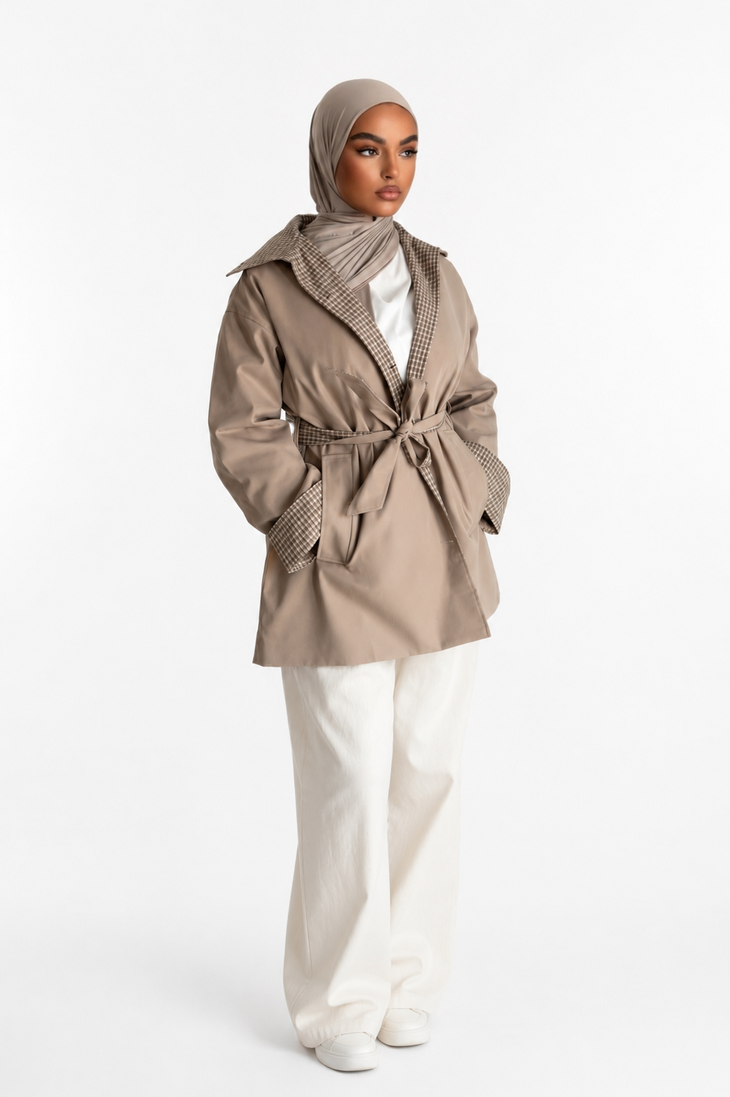 TRENCH CARREAUX BEIGE