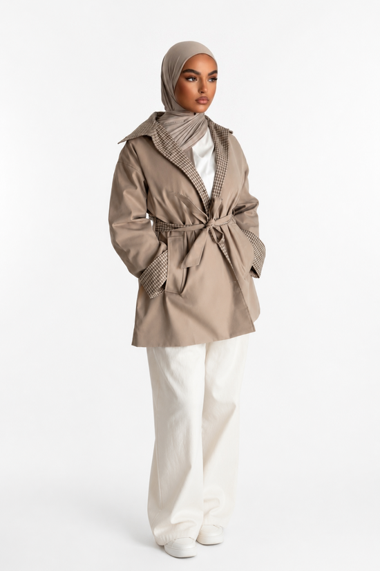 TRENCH CARREAUX BEIGE