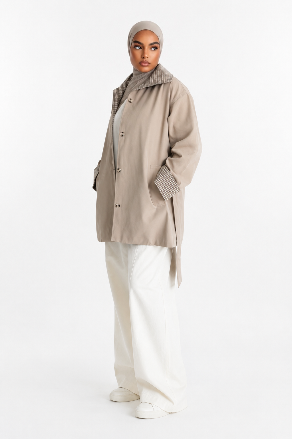 TRENCH CARREAUX BEIGE