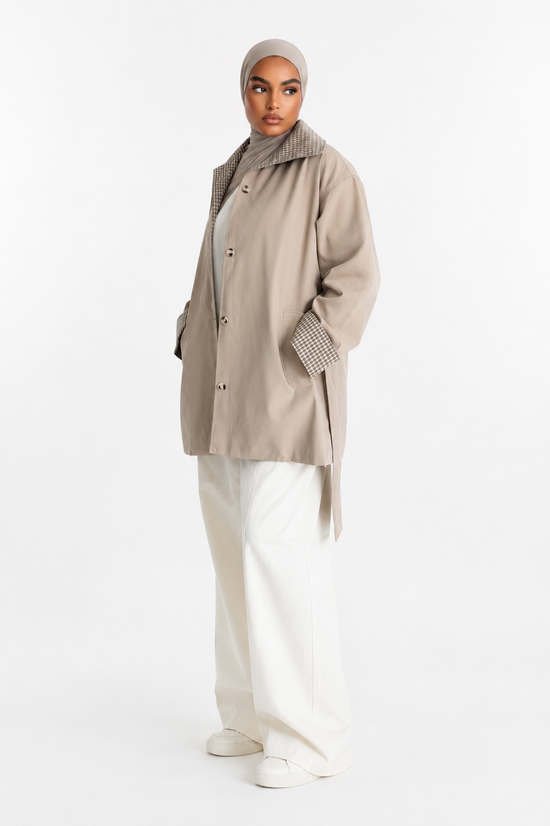 TRENCH CARREAUX BEIGE