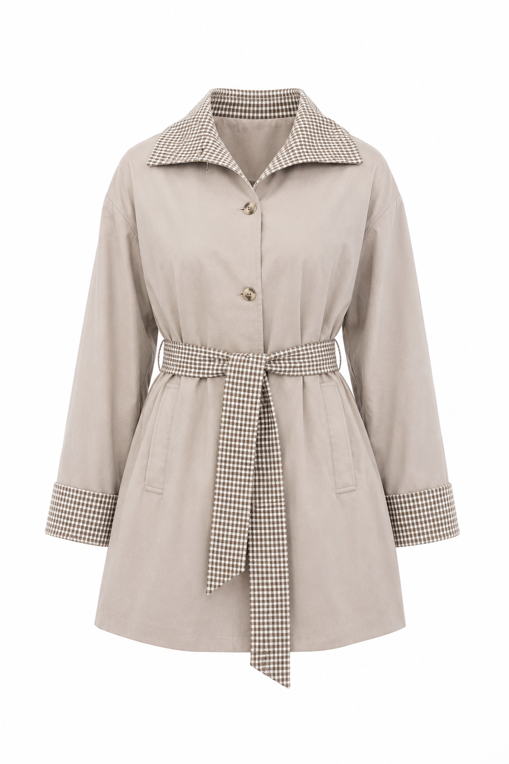 TRENCH CARREAUX BEIGE