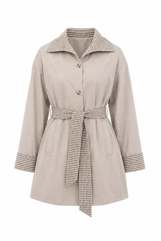 TRENCH CARREAUX BEIGE